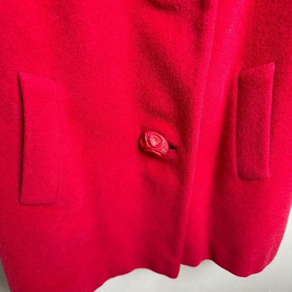 Vintage Wrubels 100% Virgin Wool Button Down‎ Coat Red - Picture 10 of 14